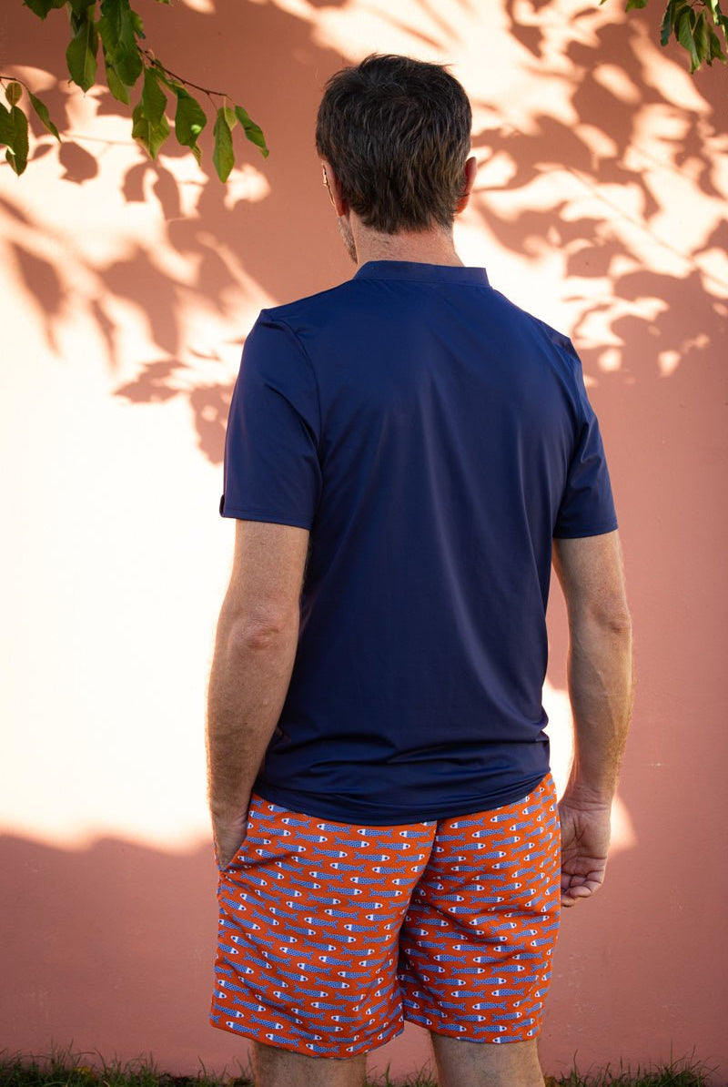 polo homme anti-UV écoresponsable hawaï bleu marine les ulraviolettes