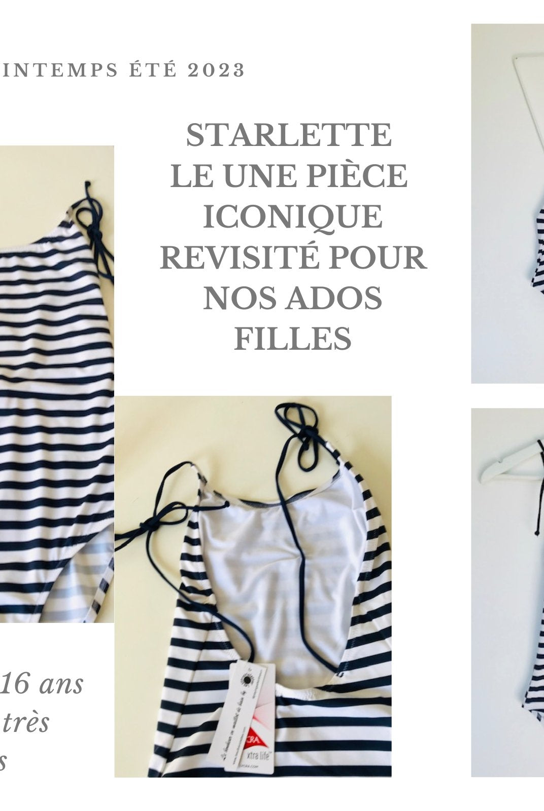 Starlette ado rayure marine Les UltraViolettes maillot de bain une pièce pour adolescente anti-UV UPF50+ en tissu recyclé