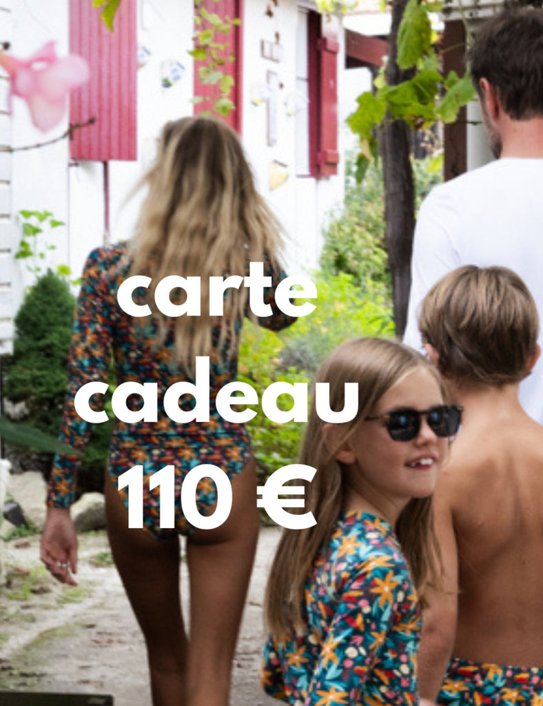 CARTE CADEAU 110 EUROS - Les UltraViolettes - Maillots de bain & vêtements anti-UV UPF50+ éthiques et responsables pour toute la famille