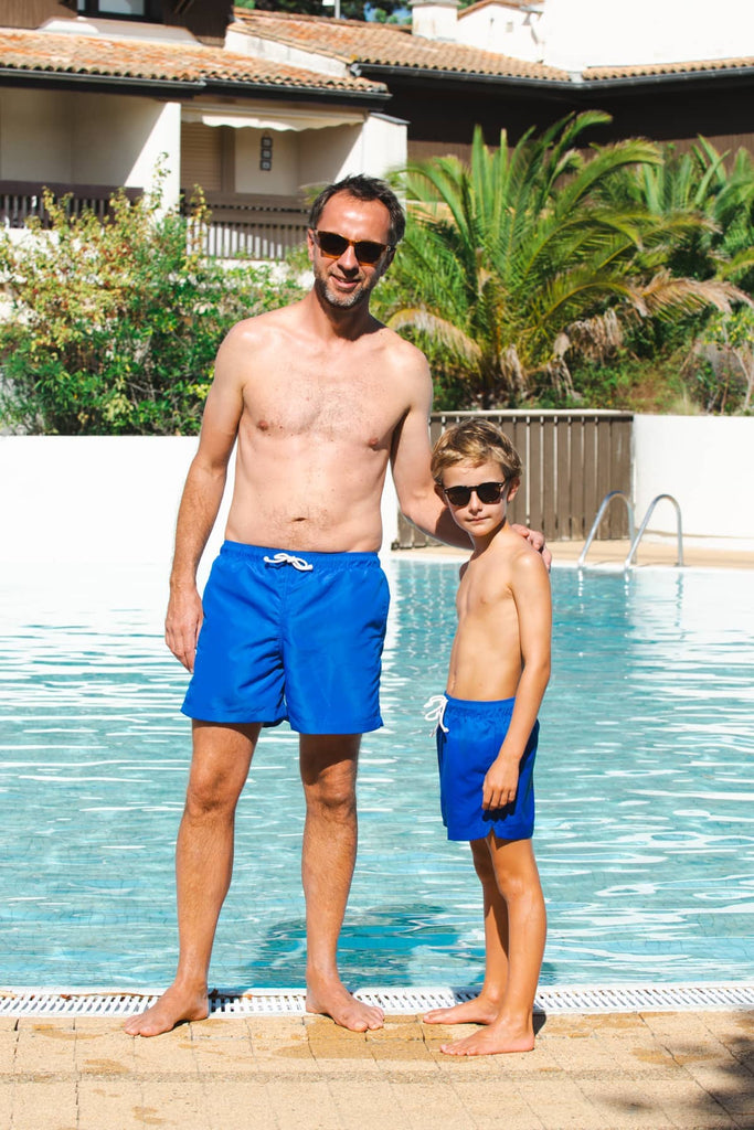 short de bain homme anti-UV écoresponsable james bleu roi marque française les ultraviolettes