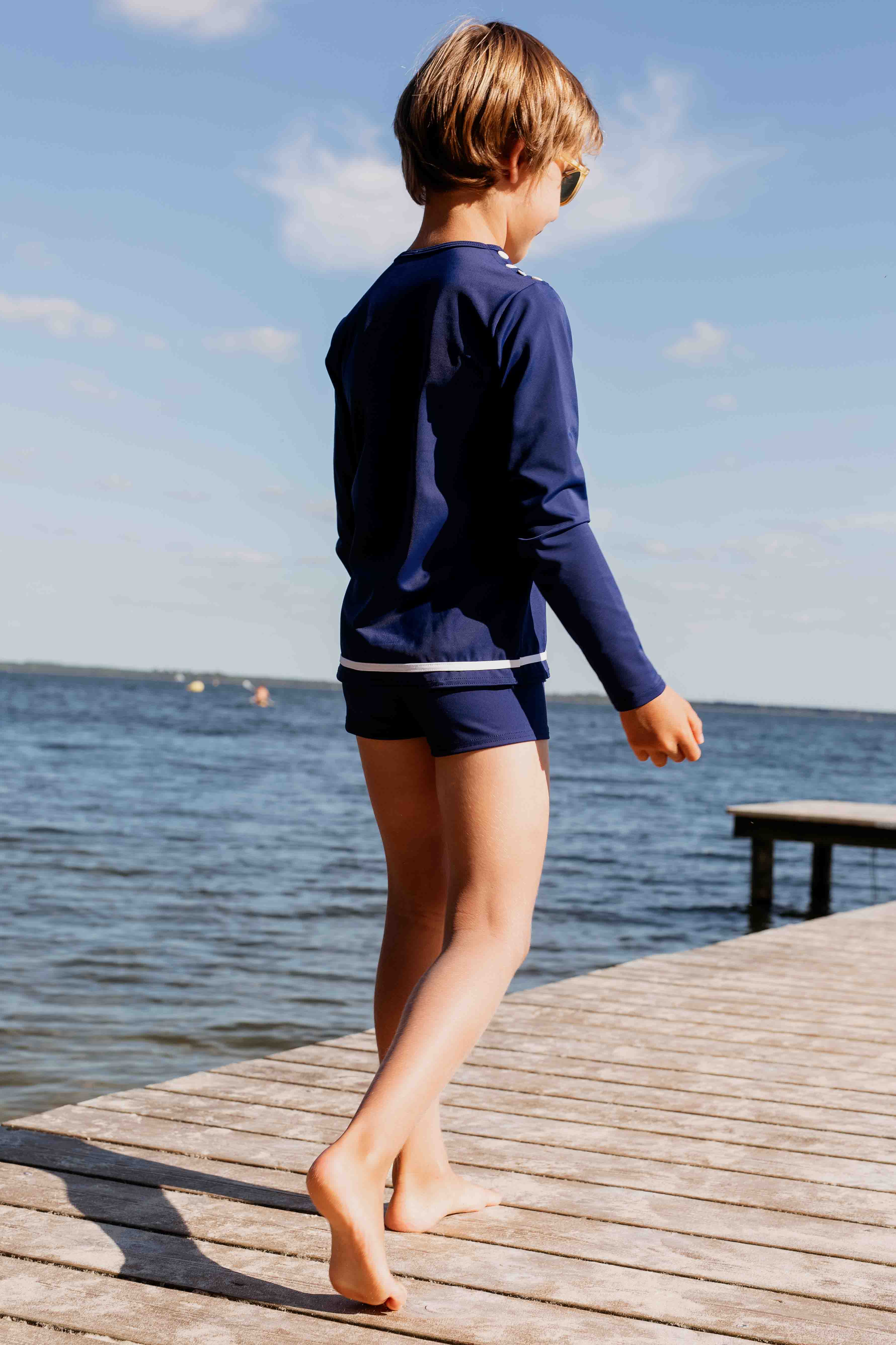 PIRATE BLEU MARINE ET BLANC - Les UltraViolettes - Maillots de bain anti-UV éthiques et responsables pour toute la famille
