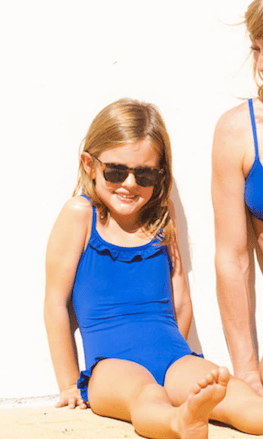 maillot de bain enfant fille anti-UV UPF50+ écoresponsable en tissu recyclé Starlette bleu roi Les UltraViolettes