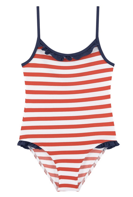 STARLETTE RAYURE MANDARINE - Les UltraViolettes - Maillots de bain anti-UV éthiques et responsables pour toute la famille