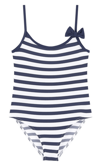 STARLETTE RAYURE MARINE Les UltraViolettes maillot de bain une pièce fille, anti-UV UPF50+ en tissu recyclé écoresponsable