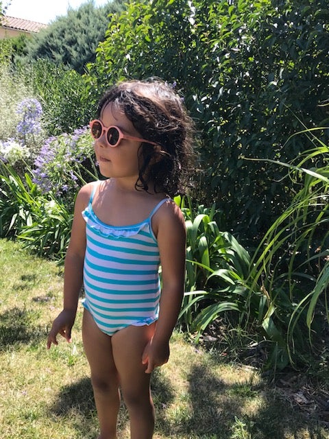 STARLETTE RAYURE MENTHE - Les UltraViolettes - Maillots de bain anti-UV éthiques et responsables pour toute la famille